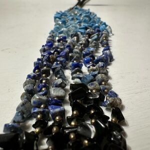 Elegant Blue and Black Stone Necklace